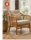 AGEN sillón con cojines, ratán/Norna natural